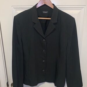 Women's Black and Charcoal Grey Striped Blazer
